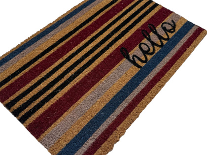 Maty kokosowe modułowe - hello czerwone paski